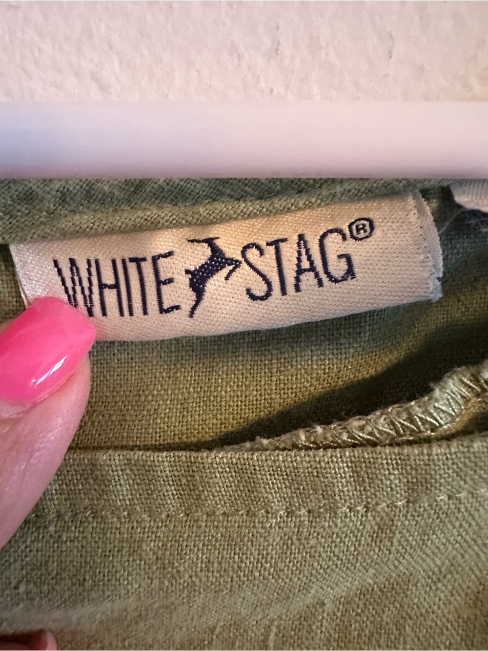 White Stag Linen Blend Olive Green Maxi Dress Large Cottagecore Lagenlook Boho - Picture 5 of 7